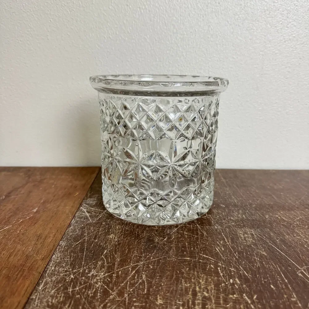 Vintage Cut Crystal Biscuit Jar NO LID Utensil Storage Container‎